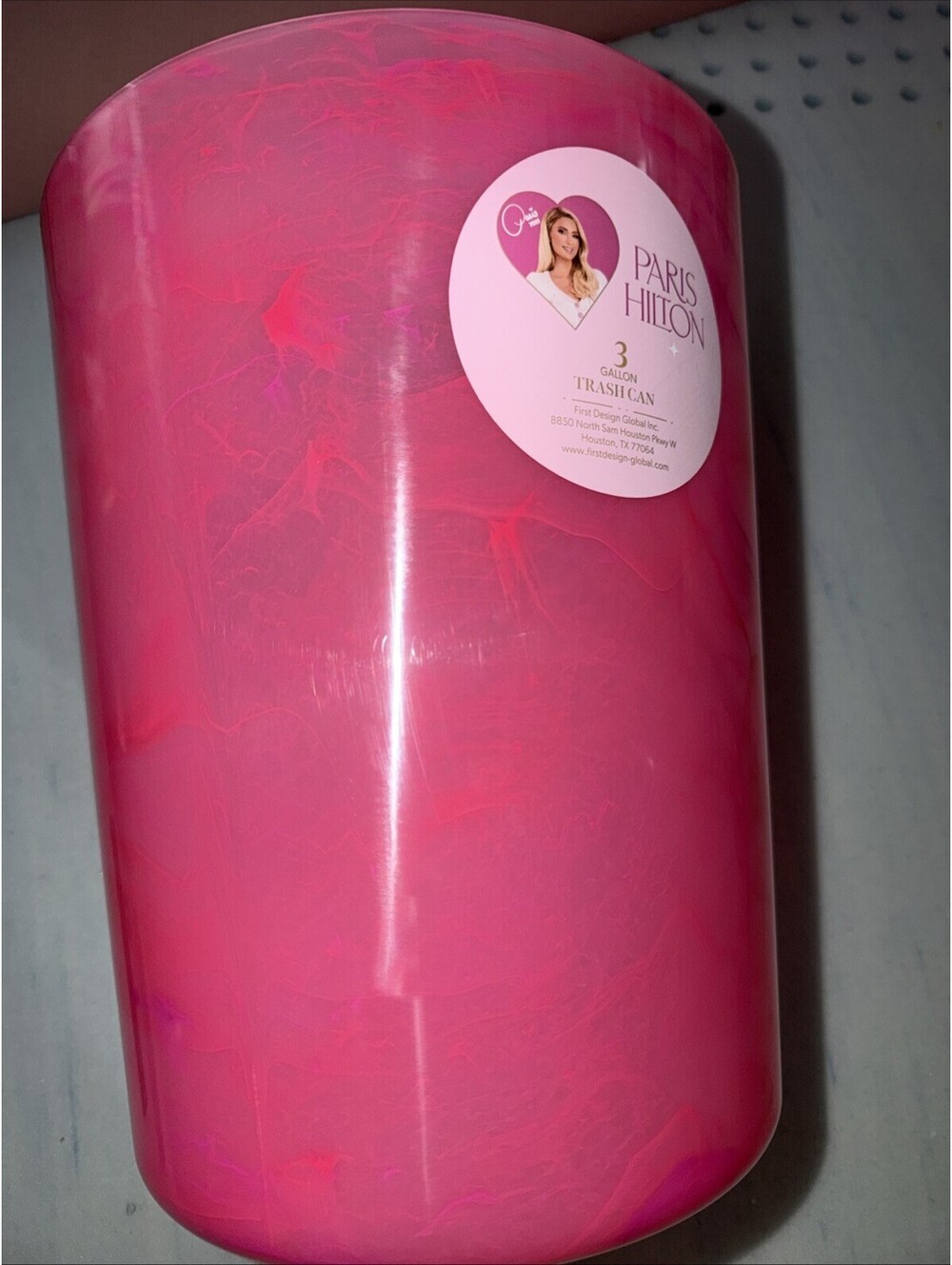 Paris Hilton Pink Marble Print Plastic 3 Quart Trashcan￼